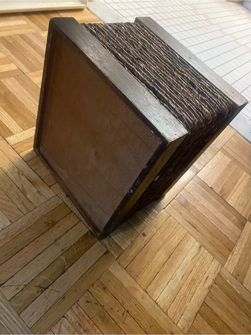 Woven & wood Dark Brown Decorative Storage Basket